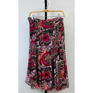 Elementz Women's Skirt Size M Bold Floral Abstract Print Midi Length